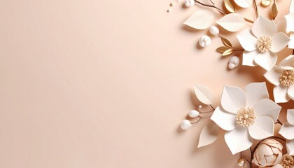 Delicate floral arrangement studio setting paper art soft color palette aesthetic view creative design inspiration