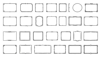 Collection of decorative, outlined frames