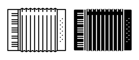 Linear icon. Accordion keyboard musical instrument. Simple black and white vector isolated on white background