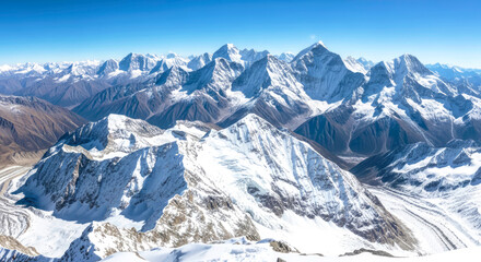Fototapeta premium panoramic view of snowy mountain range