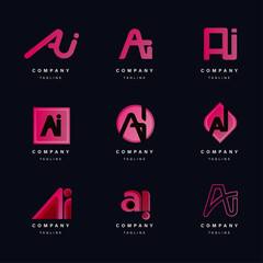 Collection of modern AI letter initial vectors and creative logos.
