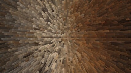 Protruded dark brown and orange metal blocks create a striking geometric background, featuring sharp edges and layered textures that evoke industrial strength, depth, and modern architectural design i