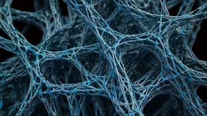 Strands, network, web, close-up, intricate, interconnected, structure, vibrant, blue, pattern, texture, detail, mesh, fibers, complexity, design, organic, delicate, weaving, abstract, connection, form