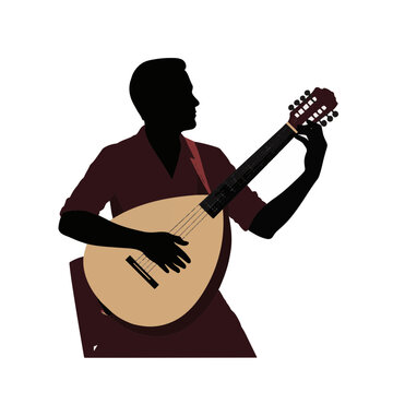 silhouette musician playing lute clip art preview