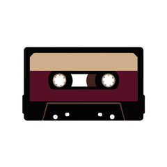 Obraz premium Retro music cassette silhouette on white background, nostalgic vibe