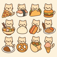 15 Cute Cat Icons - Kawaii Animal Vector Set for Stickers, Kids, and Prints