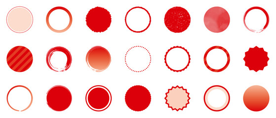 赤　丸　円　シンプル　あしらい　セット　ベクター