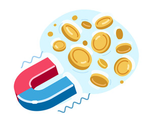 Money magnet attracts gold coins. Success, wealth and financial growth in business environment