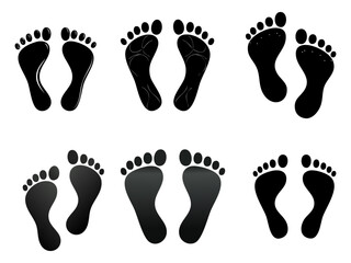Black foot print on white background. Vector illustration. 