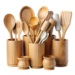 Bamboo Kitchen Utensil Set with Organizer