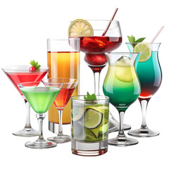 A Vibrant Collection of Colorful Cocktails A Festive Array of Mixed Drinks