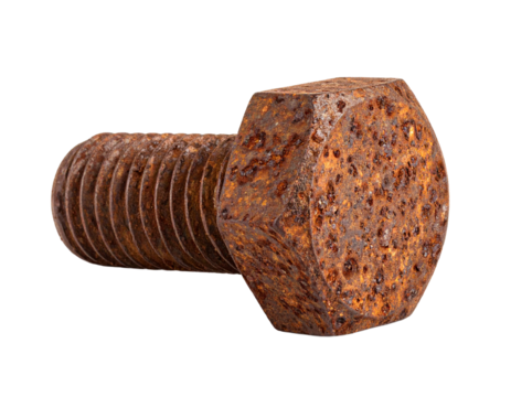 Old rusty bolt isolated on white