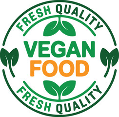 Fresh Vegan Food Logo with Leafy Design and Quality Emphasis