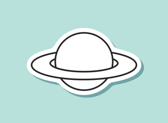 Saturn planet sticker icon in flat style. Outer space vector illustration on isolated background. Astronomy cosmos sign business concept.