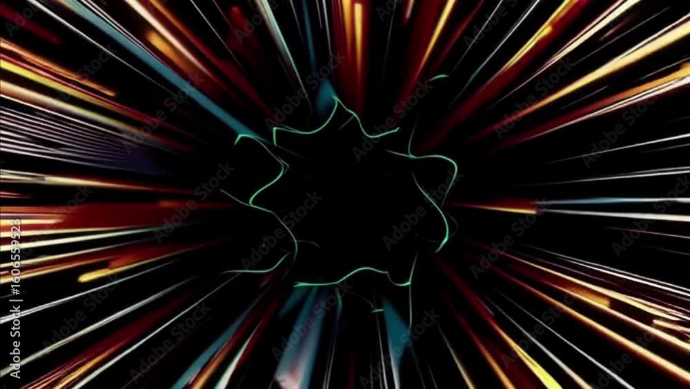 Wall mural tunnel light burst abstract loop animation