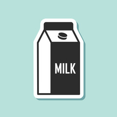 Milk bottle sticker icon in flat style. Dairy product vector illustration on isolated background. Milky liquid sign business concept.