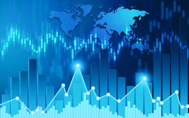 Financial investment chart, stock market growth graph. 3d business background