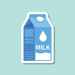 Fototapeta premium Milk bottle sticker icon in flat style. Dairy product vector illustration on isolated background. Milky liquid sign business concept.