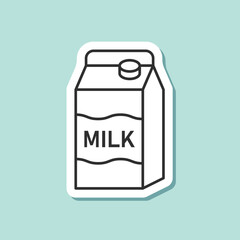 Milk bottle sticker icon in flat style. Dairy product vector illustration on isolated background. Milky liquid sign business concept.