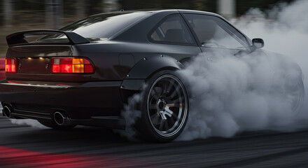 Car drifting with motion and smoke