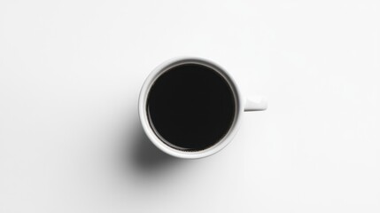 Coffee in white mug top view