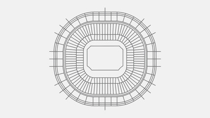 Stadium Blueprint Top View Minimalist Line Art Illustration