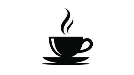Black Silhouette of a Steaming Cup of Coffee or Tea
