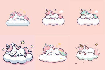 cartoon of cute little unicorn