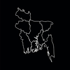 "Simple Black and White Bangladesh Country Outline in Vector Format"