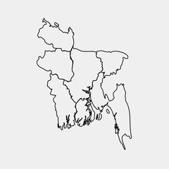 "Minimalist Vector Outline Map of Bangladesh for Geographic and Travel Projects"