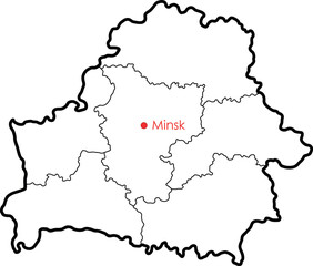 "Minimalist Vector Map of Belarus with Regional Borders"