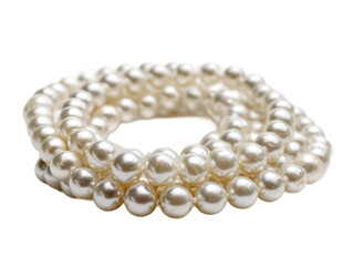 Jewelry store pearl necklace display elegant close-up photography. Isolated on transparent background, png.