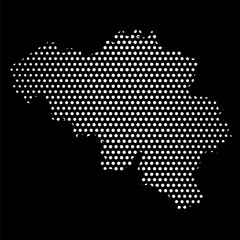 "Black and White Polka Dot Belgium Country Map Illustration"