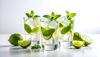 Refreshing lime and mint cocktails