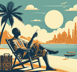 vacation poster in retro style