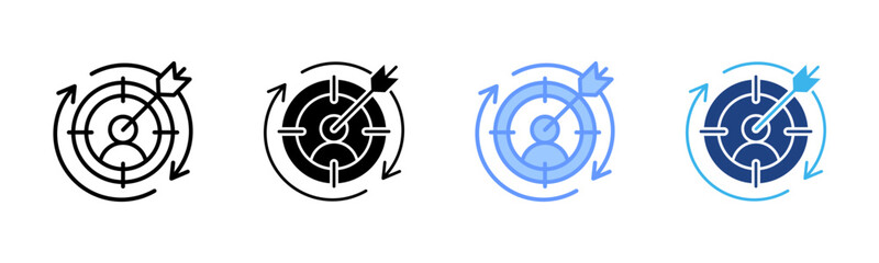 Retargeting icon set multiple style collection