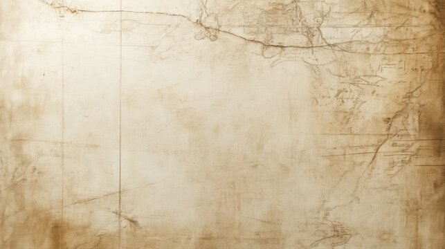 Old map paper background sepia tone; vintage faded surface with sketched lines and texture resembling ancient cartographic documents