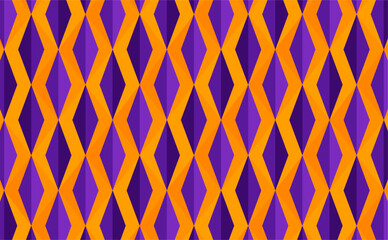 A bold seamless abstract pattern featuring geometric zigzag shapes in shades of purple and orange. A dynamic and vibrant modern design.