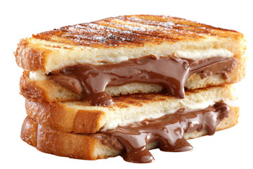 Delicious melting chocolate sandwich a cozy kitchen close-up. Isolated on transparent background, png.