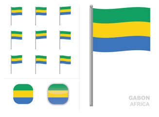 Gabon Flag Country Waving Animation App Icon Vector