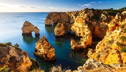 Coastal scenery with dramatic limestone formations