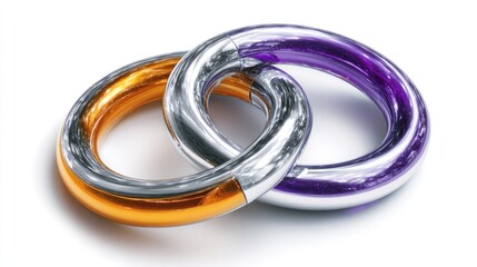 Fototapeta premium Intertwined metallic rings, vibrant colors