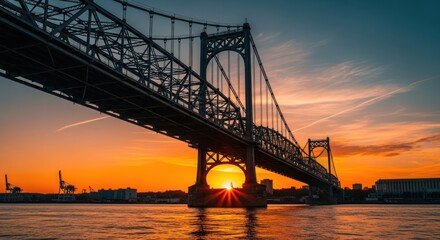 Fototapeta premium Sunrise through a bridge