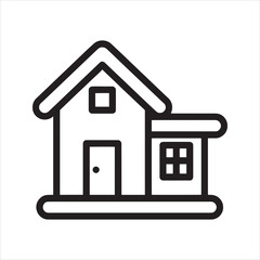 House line icon, simple home outline symbol. Modern residential building vector illustration for real estate, property, and web homepage.