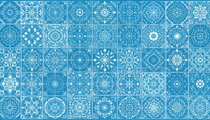 Abstract blue and white tile pattern
