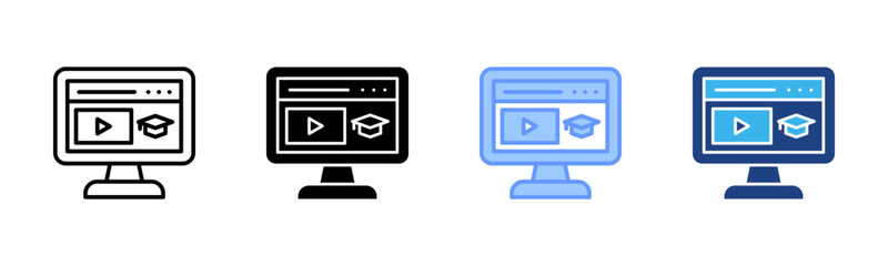 Fototapeta premium Online Course icon set multiple style collection