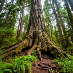 Majestic ancient tree in forest