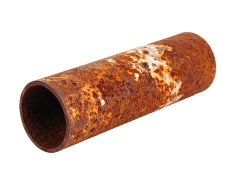Rusty pipe section on white background