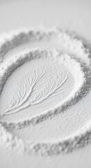 Intricate pattern in white powder.