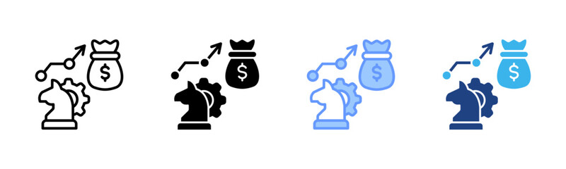 Strategy icon set multiple style collection